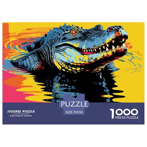 1000-teilige Ölmalerei Krokodil Geschicklichkeitsspiel Puzzles Für Erwachsen Lernspiel Premium Quality Geschenke Für Die Ganze Familie 70x50cm/1000pcs von UJSDVNNJJ