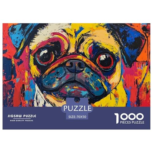 1000-teilige Pug Geschicklichkeitsspiel Puzzles Für Erwachsen Herausforderung Spielzeug Premium Quality Geschenke Für Die Ganze Familie 70x50cm/1000pcs von UJSDVNNJJ