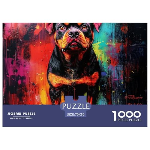 1000-teilige Rottweiler Geschicklichkeitsspiel Puzzles Für Erwachsen Herausforderung Spielzeug Premium Quality Geschenke Für Die Ganze Familie 70x50cm/1000pcs von UJSDVNNJJ