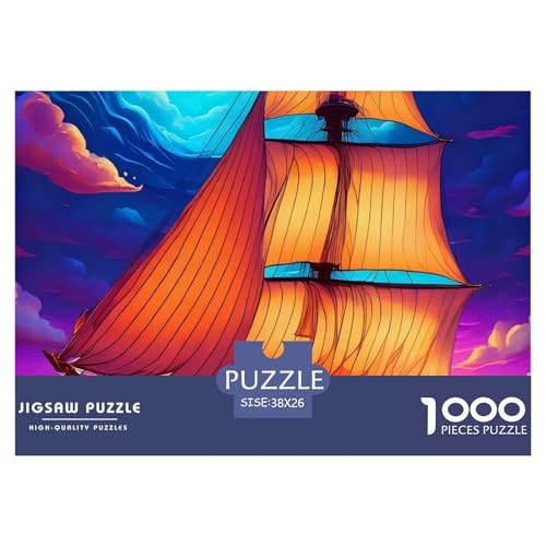 1000-teilige Schiff und Mondlicht Geschicklichkeitsspiel Schiff und Mondlicht Puzzles Für Erwachsen Lernspiel Premium Quality Stress Abbauen Für Erwachsene Und Kinder Ab 14 Jahren 38x26cm/1000pcs von UJSDVNNJJ