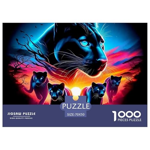 1000-teilige Schwarze Panther Geschicklichkeitsspiel Puzzles Für Erwachsen Herausforderung Spielzeug Premium Quality Stress Abbauen Für Erwachsene Und Kinder Ab 14 Jahren 70x50cm/1000pcs von UJSDVNNJJ