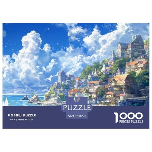 1000-teilige Sonnenuntergang am Hafen Geschicklichkeitsspiel Puzzles Für Erwachsen Herausforderung Spielzeug Premium Quality Geschenke Für Die Ganze Familie 70x50cm/1000pcs von UJSDVNNJJ