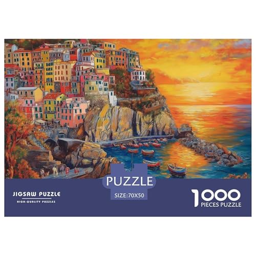 1000-teilige Sonnenuntergang am Hafen Pädagogisches Spiel Puzzles Für Erwachsen Herausforderung Spielzeug Premium Quality Stress Abbauen Für Die Ganze Familie 70x50cm/1000pcs von UJSDVNNJJ