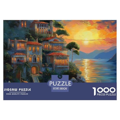 1000-teilige Sonnenuntergang am Hafen Pädagogisches Spiel Puzzles Für Erwachsen Lernspiel Premium Quality Stress Abbauen Für Erwachsene Und Kinder Ab 14 Jahren 38x26cm/1000pcs von UJSDVNNJJ
