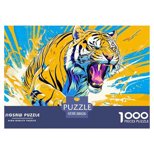 1000-teilige Tiger Geschicklichkeitsspiel Puzzles Für Erwachsen Lernspiel Premium Quality Geschenke Für Die Ganze Familie 38x26cm/1000pcs von UJSDVNNJJ