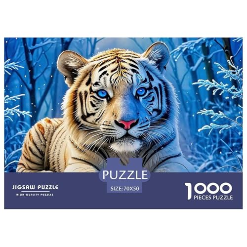 1000-teilige Weißer Tiger Pädagogisches Spiel Puzzles Für Erwachsen Lernspiel Premium Quality Geschenke Für Die Ganze Familie 70x50cm/1000pcs von UJSDVNNJJ
