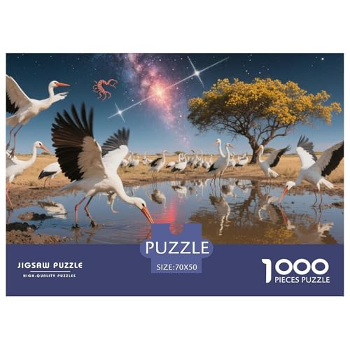 1000-teilige Wildtiere Geschicklichkeitsspiel weißer Storch Puzzles Für Erwachsen Herausforderung Spielzeug Premium Quality Geschenke Für Erwachsene Und Kinder Ab 14 Jahren 70x50cm/1000pcs von UJSDVNNJJ