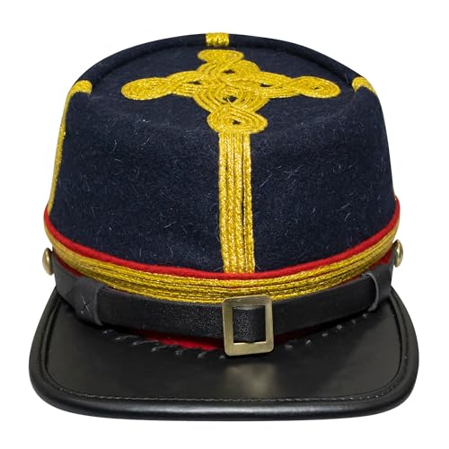 American Civil War Officer General Kepi Red Band - Navy Blue Wool Hat/Cap, Rot/Ausflug, einfarbig (Getaway Solids), Small von UK EMPIRE GROUP