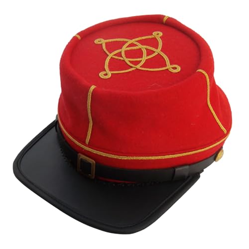 UK EMPIRE GROUP American Civil War 1st Leutnant Kepi, Artillery Red 100% Wolltuch mit goldenem Zopf, Futtermütze/Hut (US, Alpha, X-Large, Rot) von UK EMPIRE GROUP