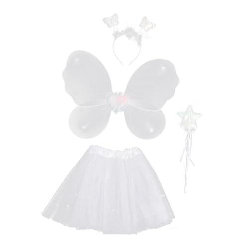 UKCOCO 1 Satz Feenkostüm Set mit Tüllrock Schmetterlingsflügel und Zauberstab Accessoires für Mädchen zu Geburtstagsfeiern Schulveranstaltungen und Karneval von UKCOCO