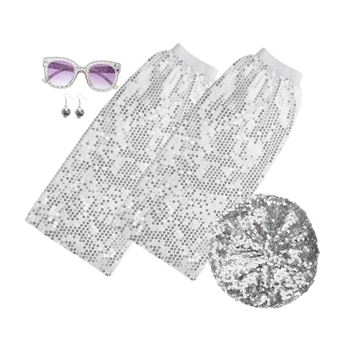 UKCOCO 1 Satz Hip-hop-kleidung Disco-ohrring Für Frauen Glitzernde Disco-ohrringe Tanzohrringe Disco-party-outfit Für Damen Zubehör Für Disco-kostüme Kostümohrringe Stoff Silber von UKCOCO