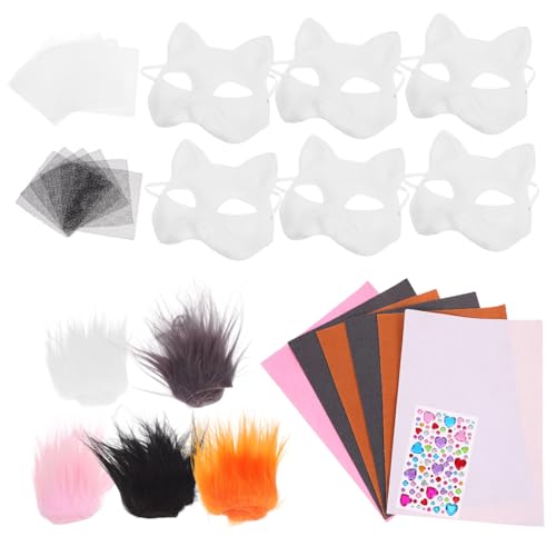 UKCOCO 1 Satz Katzenmasken-set Diy Tier-cosplay-maske Katzenmasken Aus Papier Party-katzenmaske Katzen-maskerade-maske Tier-maskerade-maske Katze Gesichtsmaske Leere Katzenmasken Plastik von UKCOCO