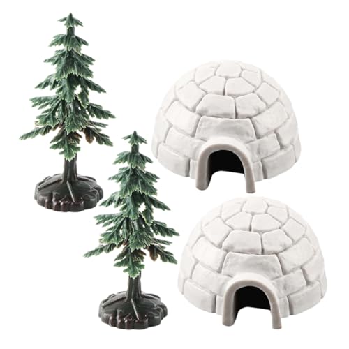 UKCOCO 1 Satz Mini Figurine mit Weihnachtsbaum Teiliges Deko für Festliche Anlässe Realistische Schneehäuser für Tisch Bücherregal und Mehr von UKCOCO