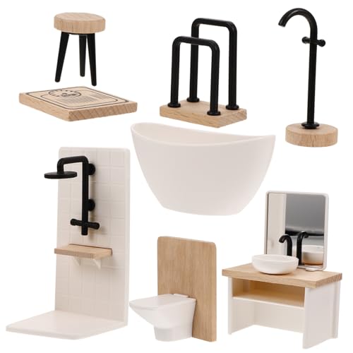UKCOCO 1 Satz Miniatur Badezimmer Zubehör Set Teiliges Puppenhaus Badzimmer Modell mit Realistischem Design Dekorative Miniaturmöbel für Kreative Spiel Szenen Sicher und Langlebig von UKCOCO