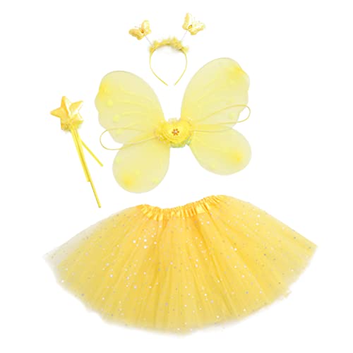 UKCOCO 1 Satz Teiliges Set Schmetterlingsflügel Kostüm mit Tutu Rock und Zauberstab für Mädchen für Fasching Bühnenaufführungen und Foto Shooting Dekorationen von UKCOCO