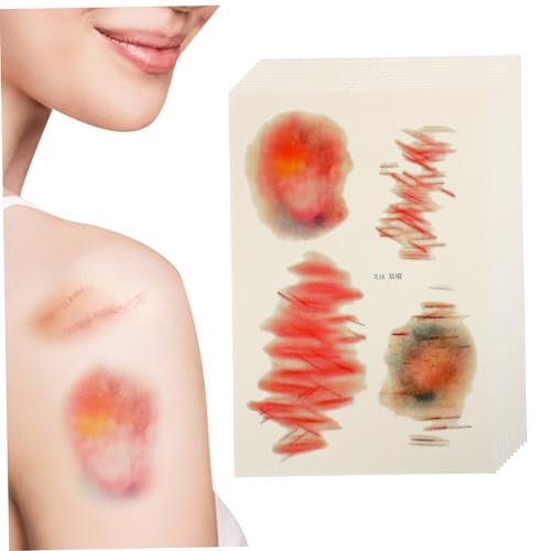 UKCOCO 10 Blatt Realistische Fake Wunden und Narben Aufkleber Vielseitige Halloween und Aprilscherz Tattoos Täuschend Echte Verletzungen und Blaue Flecken Sticker für Partys und Feiern UKCOCO 10 Blatt Realistische Fake Wunden und Narben Aufkleber Vielseitige Halloween und Aprilscherz Tattoos Täuschend Echte Verletzungen und Blaue Flecken Sticker für Partys und Feiern von UKCOCO