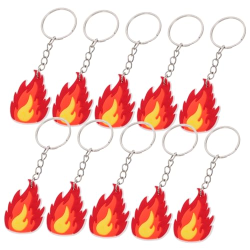 UKCOCO 10 Stück Feuerwehr mann Schlüssel anhänger Feuerwehrauto-Mittelstückstab LKW-Geburtstagsdekorationen Feuerzauber Weste für Feuerwehrleute PVC-Weichkleber von UKCOCO