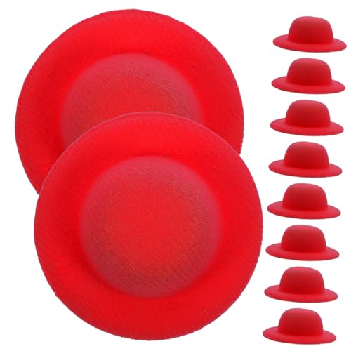 UKCOCO 10 Stück Mini Strohhüte für Puppen Rote Miniatur Hüte für DIY Bastelprojekte Puppenzubehör Dekoration für Puppenhaus und Partybedarf von UKCOCO