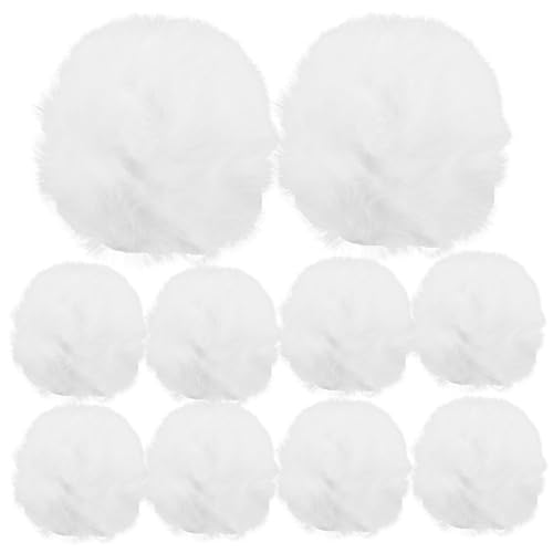 UKCOCO 10 Stück Teiliges Bunny Tail Kostüm Zubehör Weiße Flauschige Hasenschwänze mit Metallnadel Vielseitige Dekoration für Kleidung Schuhe Hüte für Halloween Karneval Cosplay und von UKCOCO