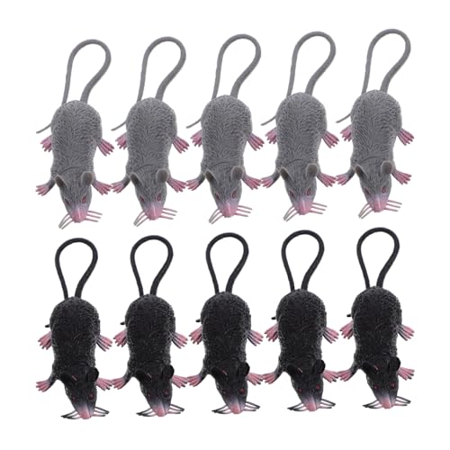 UKCOCO 10 Stück Teiliges Realistische Halloween Deko Ratten Lebensechte Graue und Schwarze Plastikratten Gruselige Streichspielzeuge für Halloweenpartys Geisterhaus Dekoration und von UKCOCO