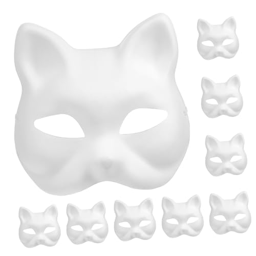 UKCOCO 10 Stück Weiße Katzenmasken aus Papier Leere Tiergesichtsmasken zum Bemalen Leichte DIY Party und Cosplay Masken Komfortabel und Anpassbar für Erwachsene UKCOCO 10 Stück Weiße Katzenmasken aus Papier Leere Tiergesichtsmasken zum Bemalen Leichte DIY Party und Cosplay Masken Komfortabel und Anpassbar für Erwachsene von UKCOCO