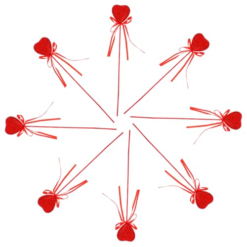 UKCOCO 10 Stück liebe Stecklinge Valentinstag Herz Form wählen funkeln Party Valentinsauswahl Valentinsblumen-Picks Schaum rot von UKCOCO