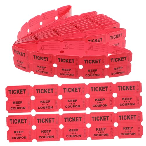 UKCOCO 100 Stück Raffle Tickets Rot Veranstaltungstickets für Party Konzert und Praktische Kleine Lotterielose Einfachem Gebrauch von UKCOCO