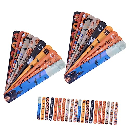 UKCOCO 100Stücke Halloween Slap Armbänder Spaßige Kinderspielzeuge für Halloween Zufallsmuster Partygeschenk und Karnevalszubehör von UKCOCO