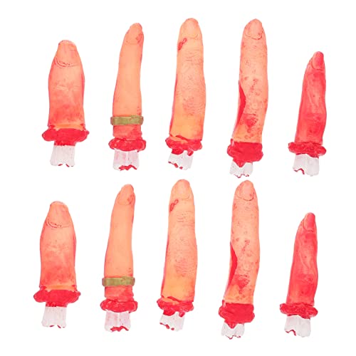 UKCOCO 10Stücke Teiliges Gefälschte Finger Halloween Dekoration Realistische Abgetrennte Finger für Gruselfeste Spukhaus und Halloween Party Deko von UKCOCO