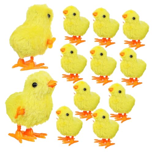 UKCOCO 12 Stück Küken Hähnchen Stofftier Küken Stofftier Hühnchenspielzeug Hühnerspielzeug für Wind gefülltes Hühnchen Plüschtier Aufziehspielzeug Yellow von UKCOCO