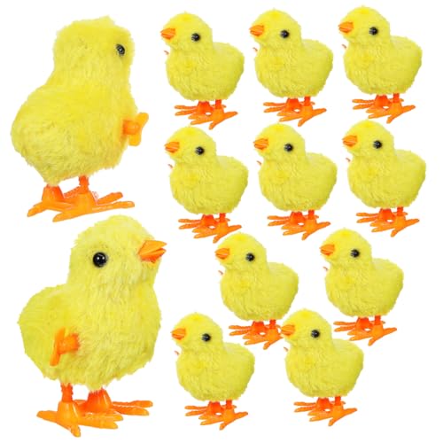 UKCOCO 12 Stück Kükenspielzeug Huhn Stofftier Aufziehküken Buntes Aufzieh Springküken Niedliches Küken Stofftier Aufziehküken Küken Aufziehhuhn Babyküken Gelbes Plüsch von UKCOCO
