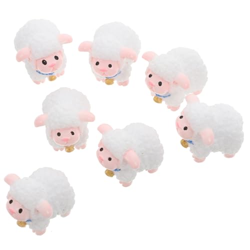 UKCOCO 12 Stück Lammdekorationen Miniatur-Puppenhauszubehör Miniatur-Kuh-Schaf Lammfigur Mini-Schaffiguren Lamm Stofftier Cupcake-Topper mit Schafen Mini-Nutztiere Harz von UKCOCO