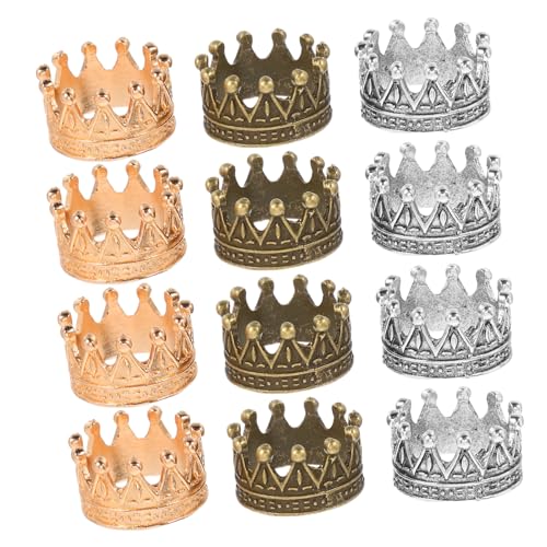 UKCOCO 12 Stück Puppenhaus Minikrown Szenenzubehör Mini-Tiara-Krone Krone Kuchendeckel Mini kleine Kronen zum Basteln Kronendekor Mini-Krone Krone klein Legierung von UKCOCO