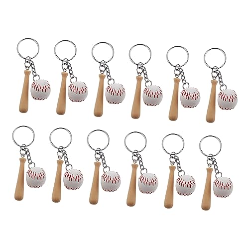 UKCOCO 12 Stück Teiliges Baseball Schlüsselanhänger aus Hochwertigem Holz und PU Strapazierfähige Dekorative Schlüsselringe mit Baseball als Partygeschenk und Modisches Accessoire für von UKCOCO