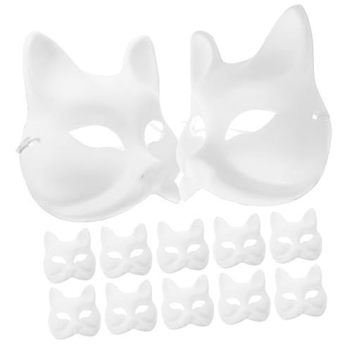 UKCOCO 12 Stück Teiliges Handbemalbares Fuchs Papierspuk Masken Leichte DIY Tiermaske für Erwachsene Wiederverwendbar für Halloween Karneval Geburtstags und Maskenpartys von UKCOCO