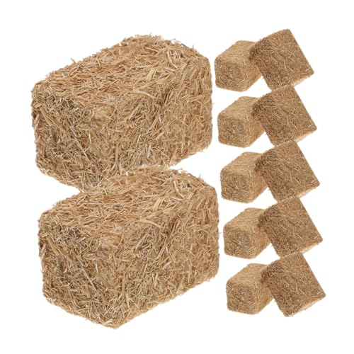 UKCOCO 12 Stück Teiliges Miniatur Heuballen Realistische Strohballen Dekoration für Puppenhaus DIY Bauernhof Landschaft Detailgetreue Mini Heuraufe für Herbst und Gartenszenen von UKCOCO