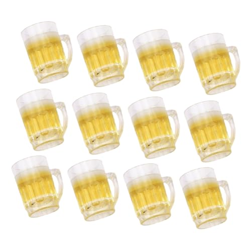 UKCOCO 12 Stück Teiliges Miniatur Puppenhaus Bierkrüge aus Resin Realistische Miniatur Biergläser Kompakte Dekoration für Puppenhaus und DIY Bastelprojekte Langlebig und Detailgetreu von UKCOCO