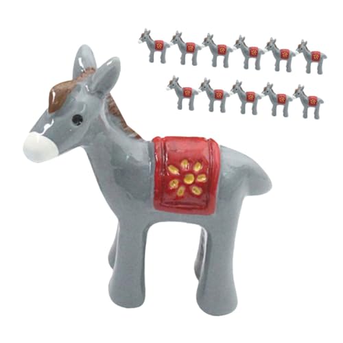 UKCOCO 12 Stück Teiliges Resin Esel Miniatur Niedliche Tierfigur Dekoration für Garten Auto Puppenhaus Langlebige Harzhandarbeit für Mikro Landschaft und Blumenbeete von UKCOCO