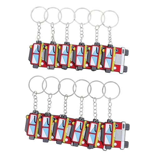 UKCOCO 12Stücke Feuerwehrauto Schlüsselanhänger Praktische Rucksack und Autoschlüssel Accessoires Geburtstagsgeschenk und Partygeschenke für Feuerwehrmann Mottopartys von UKCOCO