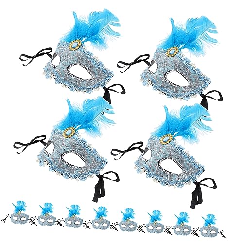 UKCOCO 12Stücke Halbe Gesichtsmasken mit Federn Einzigartige Kostüm Maskerade für Karneval und Halloween Party Accessoire Verarbeitung und Details von UKCOCO