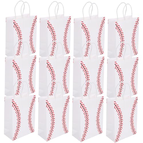 UKCOCO 12Stücke Kraftpapier Geschenktüten Baseball Geschenkbeutel für Partys Kleine Tragetaschen Vielseitig Einsetzbar für Süßigkeiten Snacks Schmuck Geburtstagsbox von UKCOCO