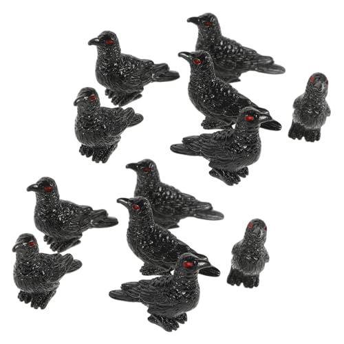 UKCOCO 12Stücke Mini Figuren aus Harz Dekorative Vogelstatue für Halloween und Mikrolandschaften Stilvolle Tischdeko für Sandtisch Ornamente und Gartenverschönerung von UKCOCO
