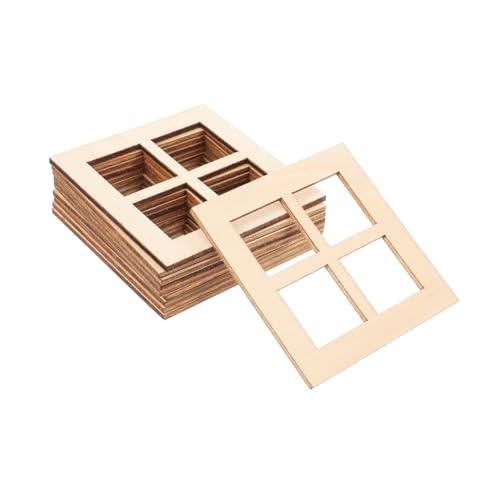 UKCOCO 15 Stück Mini Möbel Modell Mini Zubehör Mini Möbel Puppenhaus Fenster Miniatur Mini Möbel Ornamente Miniatur Puppenmöbel Holz Beige von UKCOCO