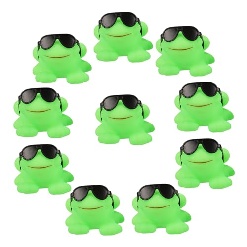 UKCOCO 16 Stück Teiliges Badewannenspielzeug für Kleinkinder Schwimmende Grüne Froschfiguren mit Sonnenbrille Geräuschaktivierte Wasserspielzeuge Sichere Badespaß von UKCOCO