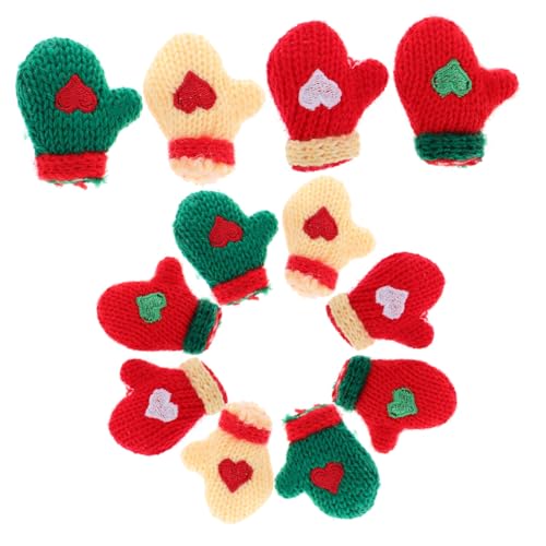 UKCOCO 16 Stück Teiliges Mini Strickhandschuh Bunte DIY Kunsthandwerk Ornamente Handgefertigte Miniatur Wollhandschuhe für Weihnachtsdekoration und Puppenzubehör für Bastelprojekte und von UKCOCO
