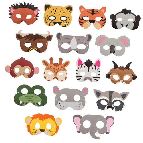 UKCOCO 16 Stück Teiliges Tiermasken aus Papier Bunte Tiergesichter Wie Tiger und Elefant Elastisch und Bequem Leichte Geburtstags und Dekoration für Erwachsene UKCOCO 16 Stück Teiliges Tiermasken aus Papier Bunte Tiergesichter Wie Tiger und Elefant Elastisch und Bequem Leichte Geburtstags und Dekoration für Erwachsene von UKCOCO