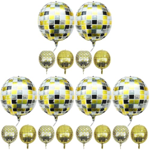 UKCOCO 18 Stk Disco-kugel-ballon Mini-disco-kugeln Spiegel-disco-ballon Heliumballons Discokugel Aus Aluminium Metallischer Disco-ballon Dekorationen 4d Aluminiumfolie Aufblasbar von UKCOCO