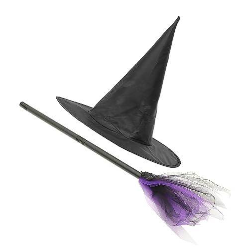 UKCOCO 1Satz Hexenkostüm mit Abnehmbarem Besen und Hut Requisite für Halloween Cosplay und Partys Teiligem mit Fledermausbesen und Grund Hexenhut UKCOCO 1Satz Hexenkostüm mit Abnehmbarem Besen und Hut Requisite für Halloween Cosplay und Partys Teiligem mit Fledermausbesen und Grund Hexenhut von UKCOCO