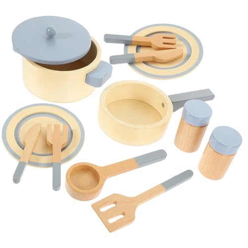 UKCOCO 1Satz Holz Küchenspielzeug Set für Teiliges Rollenspiel Kochgeschirr Set mit Realistischem Design Fördert Kreativität und Feinmotorik für Gemeinsames und Rollenspiele von UKCOCO