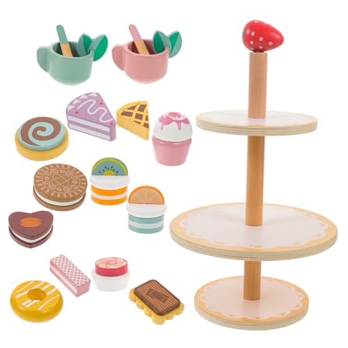 UKCOCO 1Satz Küchenspielzeug Set Stufiger Dessert Stand aus Realistisches Teeservice für Rollenspiele Cupcake für Kreative Kinderpartys und Lernspiele von UKCOCO